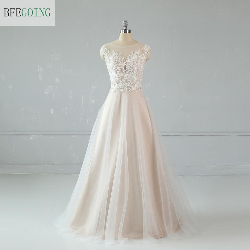 Ivory Lace Strapless Bridal-gown Floor-Length A-line Wedding dress Buttons Custom made  Real Photos/ Pictures