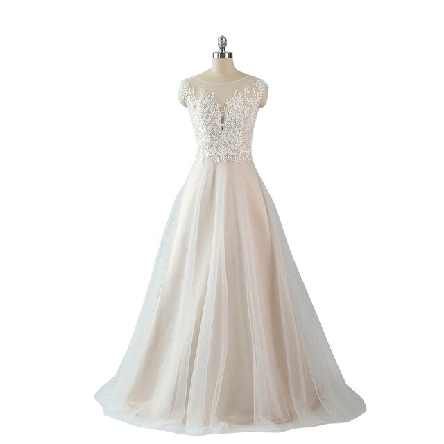 Ivory Lace Strapless Bridal-gown Floor-Length A-line Wedding dress Buttons Custom made  Real Photos/ Pictures